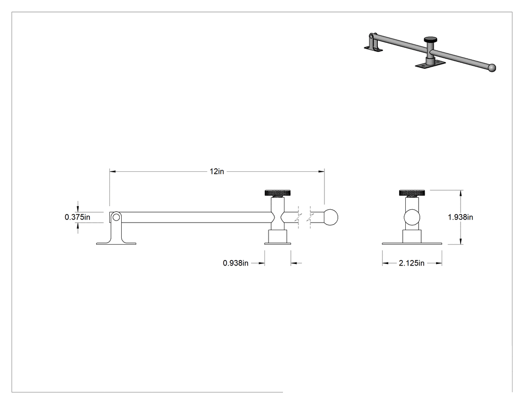 Teknik Çizim - Bas-Aç Pencere Açıcı, Metal ve Ahşap Çerçeveler için