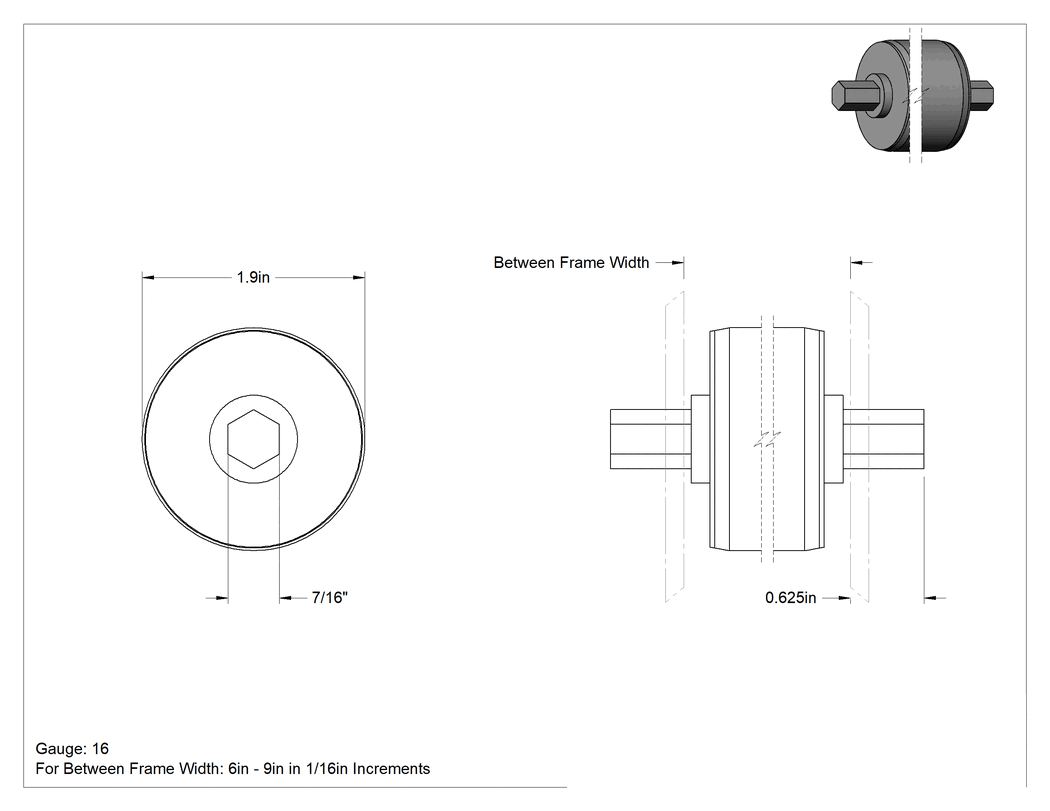 Teknik Çizim - 1.9 inç Çaplı Paslanma ve Aşınmaya Dayanıklı Konveyör Makarası