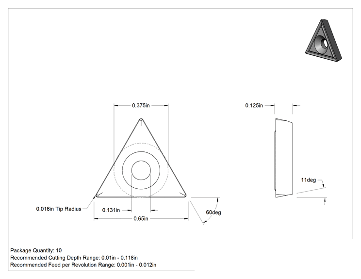 Teknik Çizim - Çeşitli Malzemeler için Karbür Uç, Sürekli Kesme için, Tphh-321Lf, Son İşlem