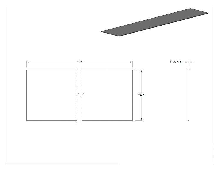 Teknik Çizim - Dokulu SBR/Geri Dönüştürülmüş Kauçuk Yorulma Önleyici Paspas, 24" Genişlik x 10 Fit Uzunluk x 3/8" Kalınlık