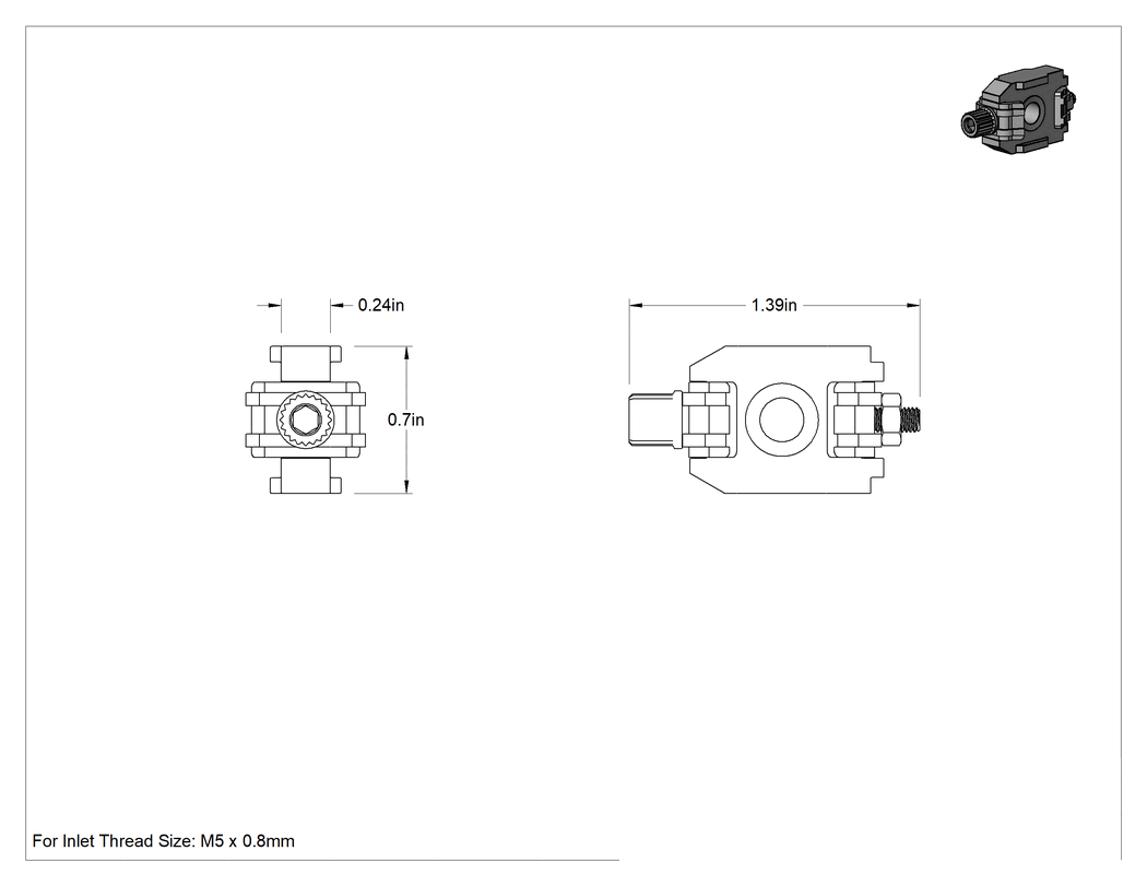 Teknik Çizim - SMC Modüler Basınçlı Hava FRL Birleştirici Kelepçesi, M5 x 0.8 mm Diş Boyutu Girişli 10 Serisi için