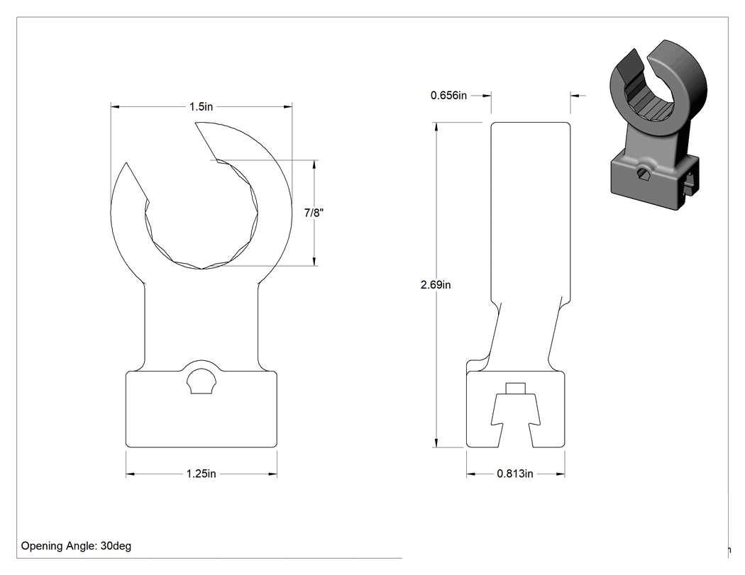 Teknik Çizim - 7/8" Boyut 12 Uçlu Sure-Grip Açık Uçlu Başlık, Değiştirilebilir Başlıklı Tork Anahtarı için