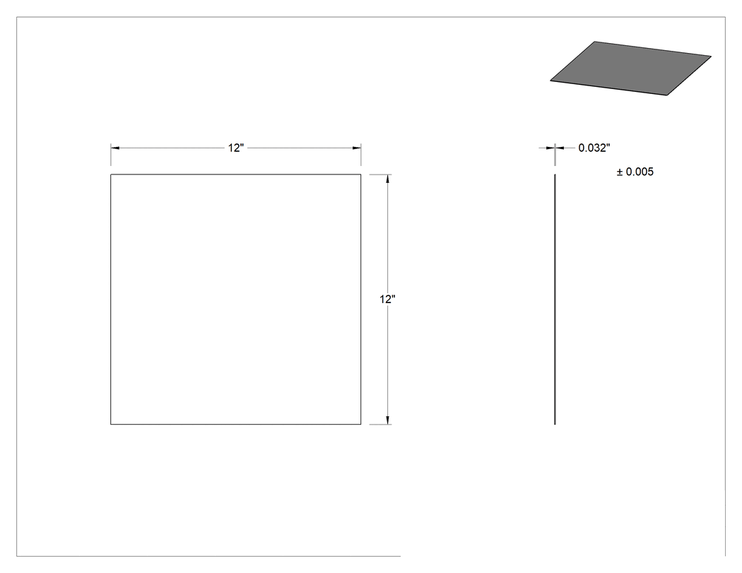 Teknik Çizim - Ayna Gibi Çok Amaçlı 110 Bakır Levha, 12" x 12", 0.0320" Kalınlık