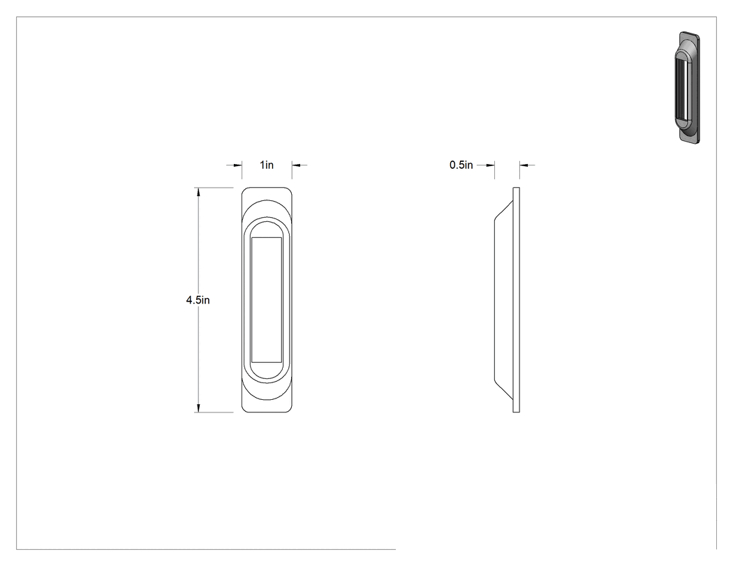 Teknik Çizim - E-Track, Plaka, Çinko Kaplı Düşük Karbonlu Çelik, 1" Uzunluk