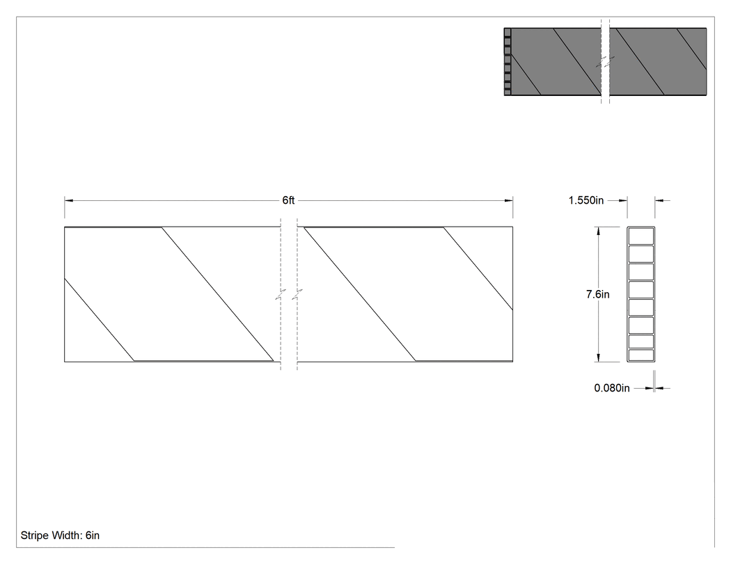 Teknik Çizim - Raylı Barikat için 6 Fit Genişliğinde Ray
