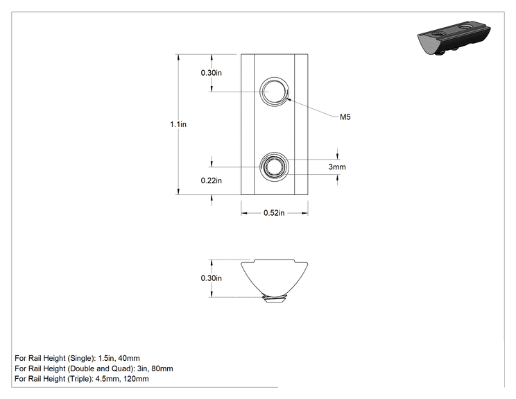 Teknik Çizim - Takılabilir T-Yivli Çerçeve Bağlantı Elemanları, Setskur ve Bilyalı Somun, M5, 1.5 inç ve 40 mm ray için