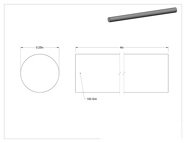 Teknik Çizim - Çelik için Tıkanmaya Dayanıklı Parlatma Taşı, Düz Yuvarlak, Alüminyum Oksit, 100 Kum, 4" Uzunluk x 1/4" Çap