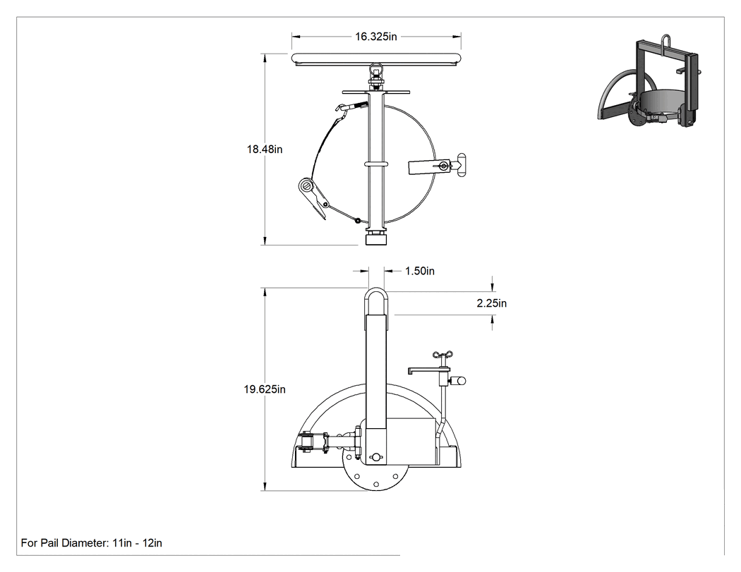 Teknik Çizim - Eğilebilir Kova Kaldırıcı