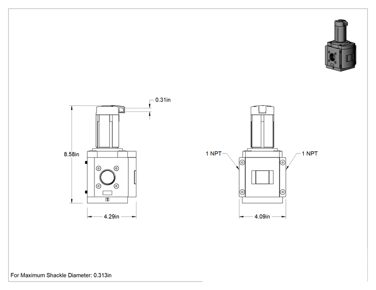 Teknik Çizim - Festo Modüler Basınçlı Hava Regülatörü, Seri MS9, 1 NPT Dişi