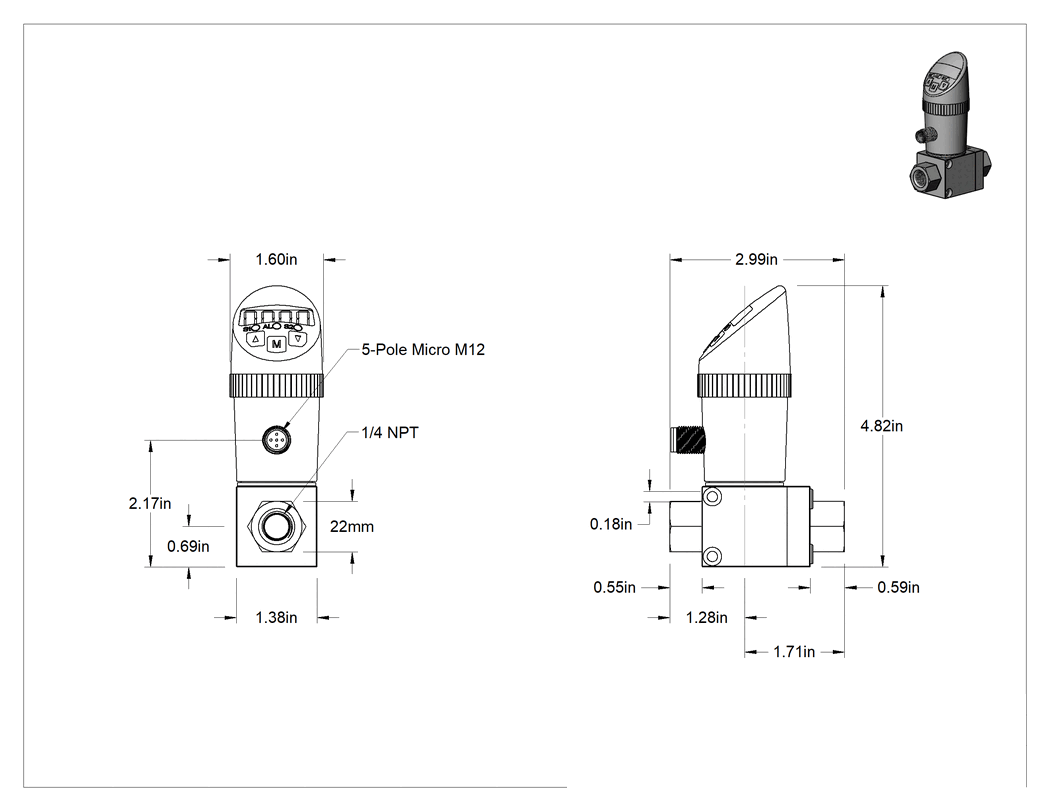 Teknik Çizim - Diferansiyel Basınç Transmitteri, 0-15 PSI