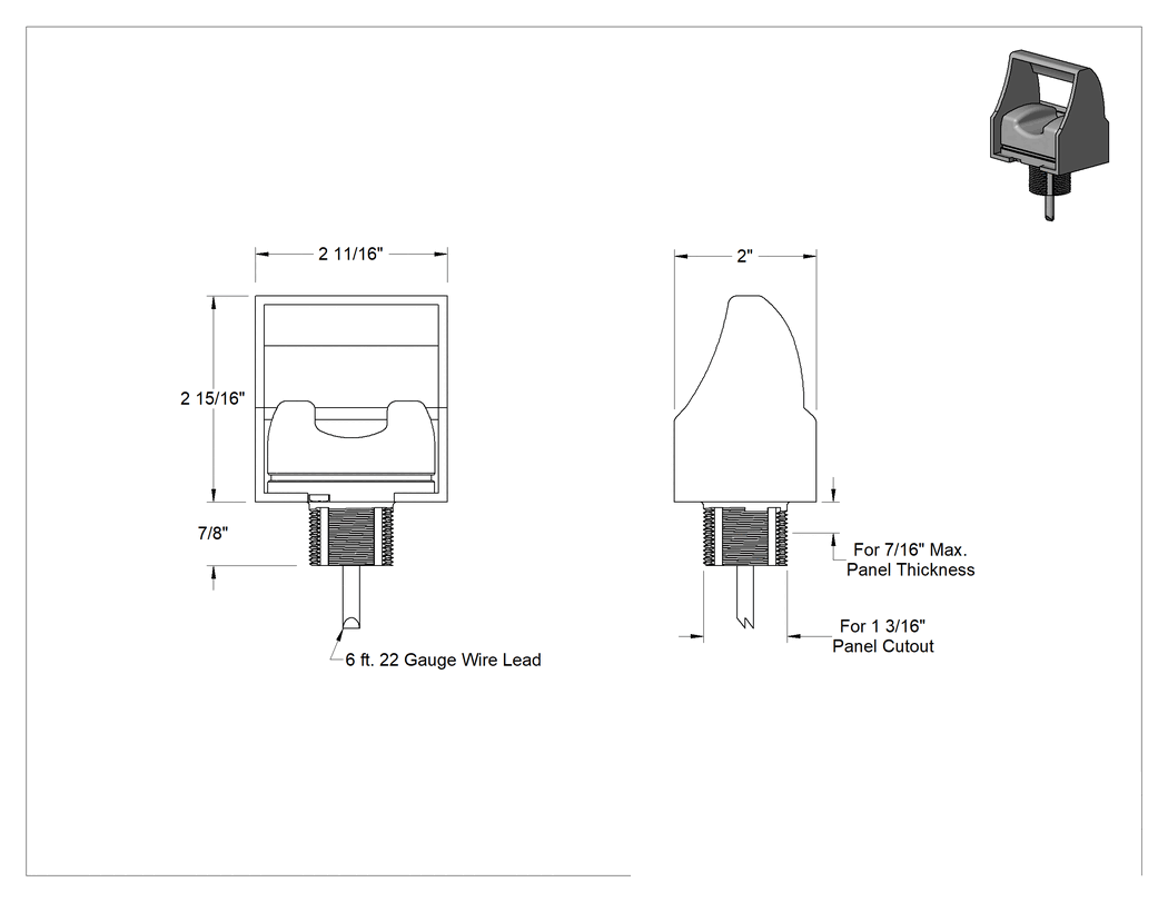 Teknik Çizim - Işık Işınlı Parmak Dokunmalı Anahtar, Kablo Uçlu, 20-30V AC/20-30V DC Giriş Voltajı