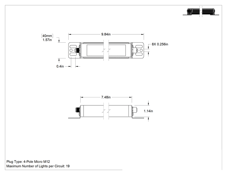 Teknik Çizim - Şerit Makinesi Işığı, Kademeli, 40 mm Genişlik x 7-1/2" Uzunluk x 1-1/4" Yükseklik Toplam