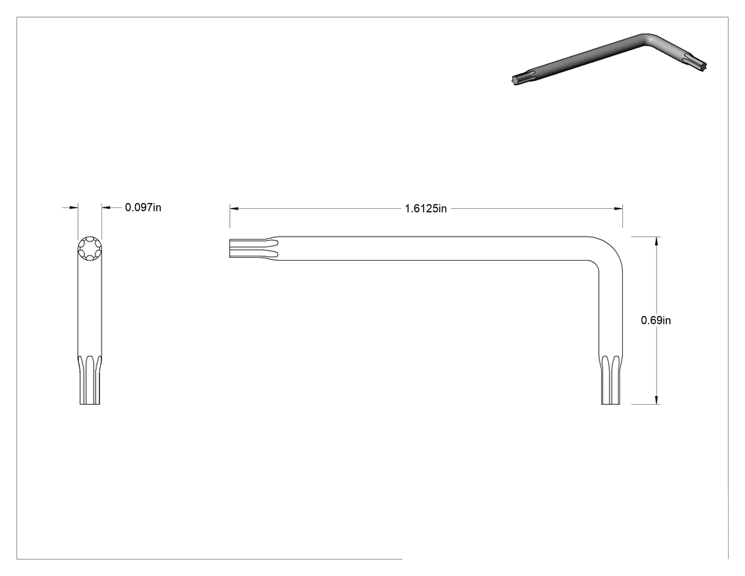 Teknik Çizim - Ckey Torx Anahtarı, Soğutma Suyu Deliği Olan Csbi Karbür Uç Tutucu için