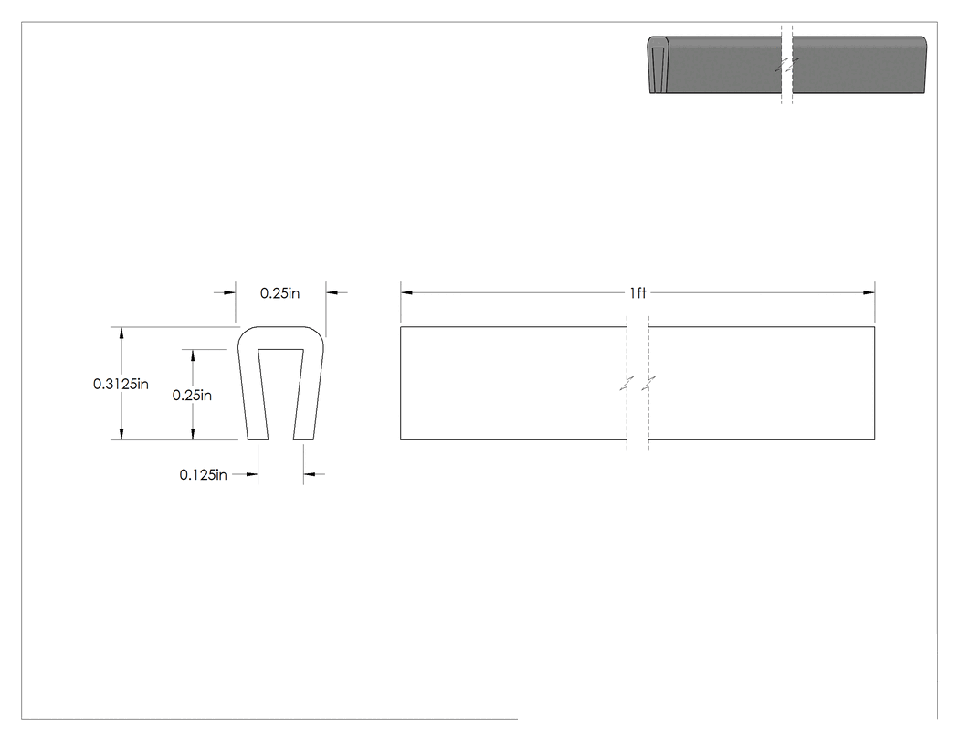 Teknik Çizim - Yüksek Sıcaklık Kenar Çıtası, Turuncu Köpük, 1/8" Genişlik x 1/4" İç Yükseklik