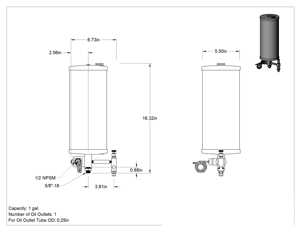 Teknik Çizim - Elektrikle Çalışan Yağ Dağıtıcı, Akış Ayar Valfli, 128 oz. Kapasite, 24V DC