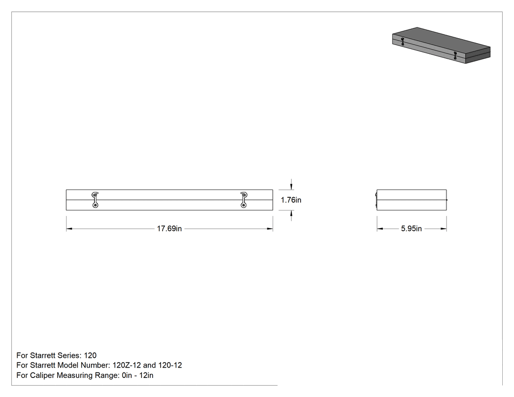 Teknik Çizim - Starrett Kaliperler için Kılıf, 0" ila 12" ve 0 mm ila 300 mm Ölçüm Aralıklı