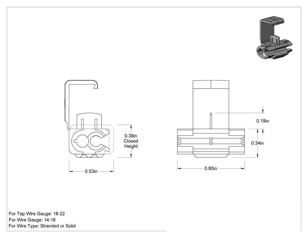 Teknik Çizim - Yalıtım Delici Tel Bağlantı Uçları, 18-14 AWG için, 32 V AC/DC Maksimum, Kırmızı