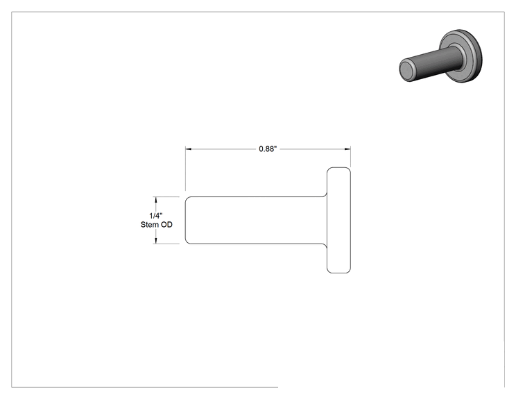 Teknik Çizim - Kimyasallar için Bas-Bağlan Boru Bağlantı Parçası, PVDF Plastik Tapa, 1/4" Boru Gövde Dış Çapı