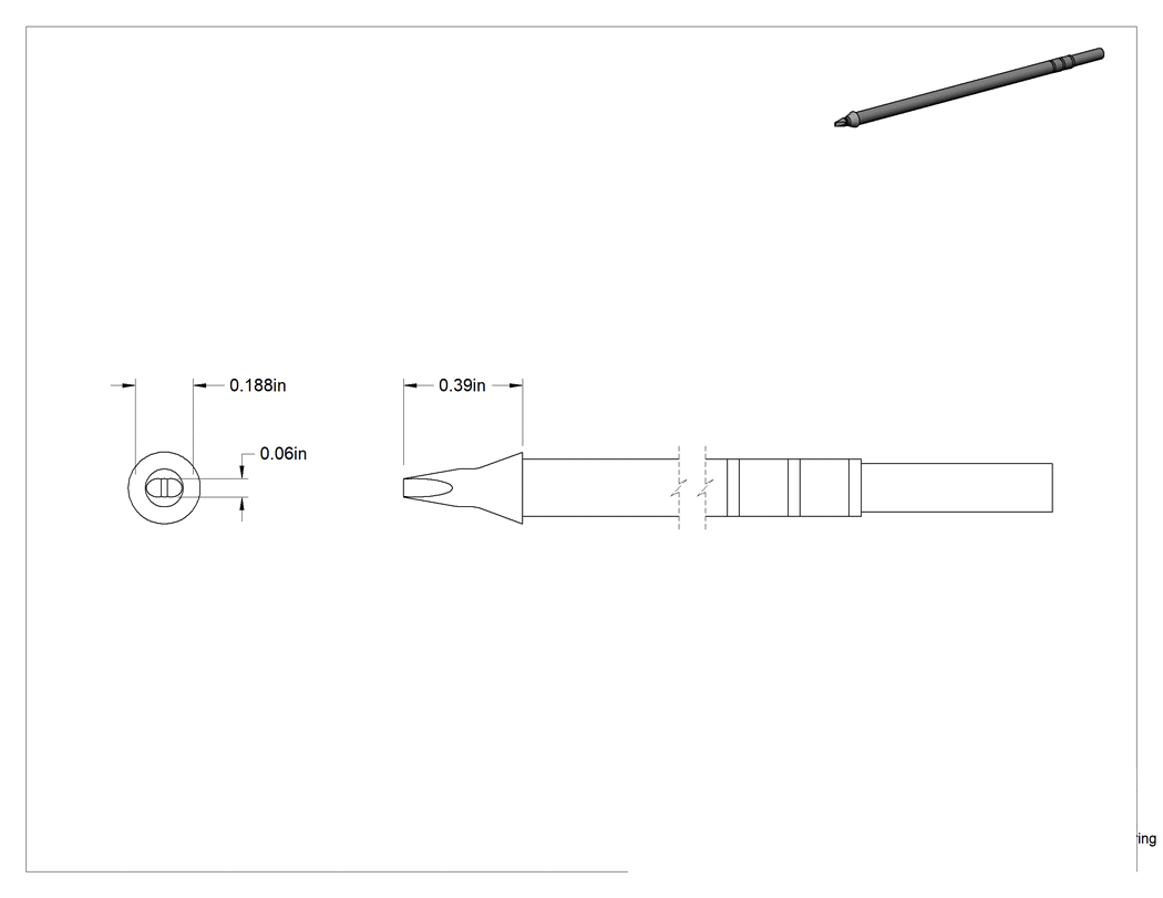 Teknik Çizim - Lehimleme İstasyonları için Metcal Model Numarası Cvc-9CH0014S Lehim Havyası Ucu