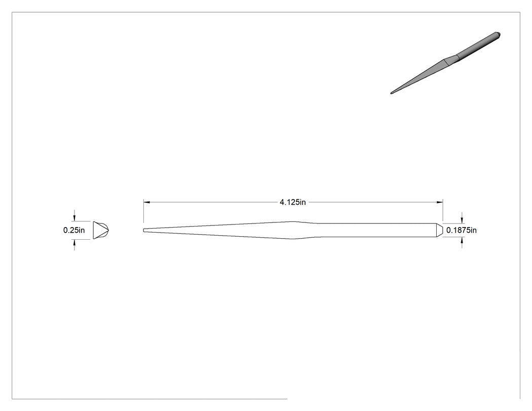 Teknik Çizim - Havalı Törpü için 3/16" Şaft Çaplı Üçgen Törpü