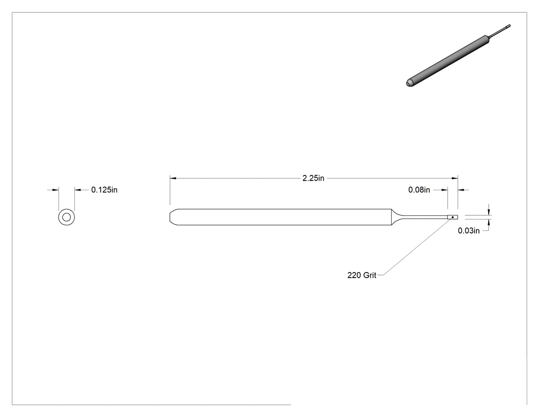 Teknik Çizim - Metal Dışı Malzemeler için Uzun Ömürlü Taşlama Ucu, 1/8" Şaft Çapı, 0.03" Baş Çapı, 0.08 inç Baş Uzunluğu