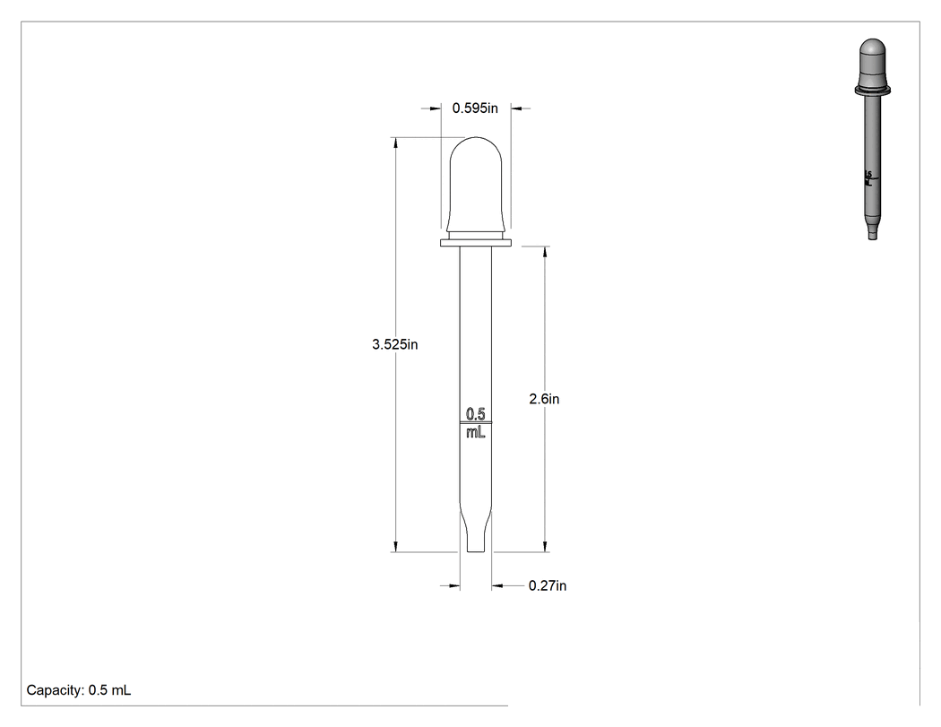 Teknik Çizim - Ampul Damlatıcılar, Çıkarılabilir Ampullu, 0.5 ml Kapasite