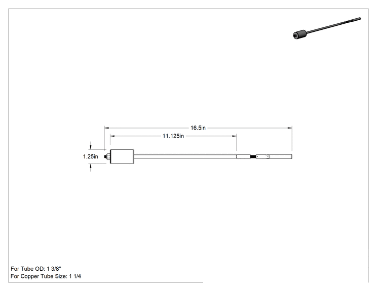 Teknik Çizim - 1-1/4" Bakır Boru için Akış Durdurucu