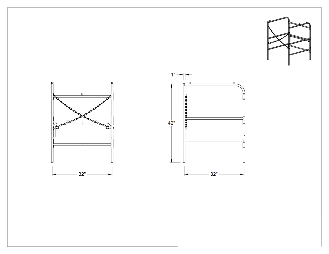Teknik Çizim - Katlanabilir Korkuluk