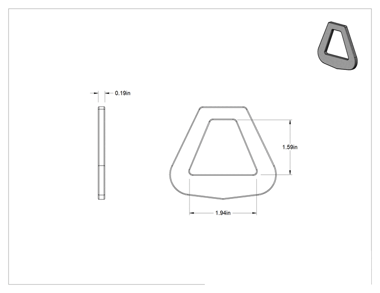 Teknik Çizim - Üçgen Halka, Çinko Kaplı Çelik, 3/16" Kalınlık