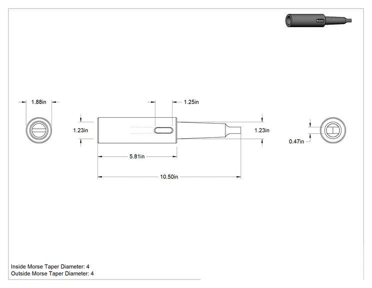 Teknik Çizim - Uzatma, 4 Dış x 4 İç, Çelik, 10-1/2" Toplam Uzunluk