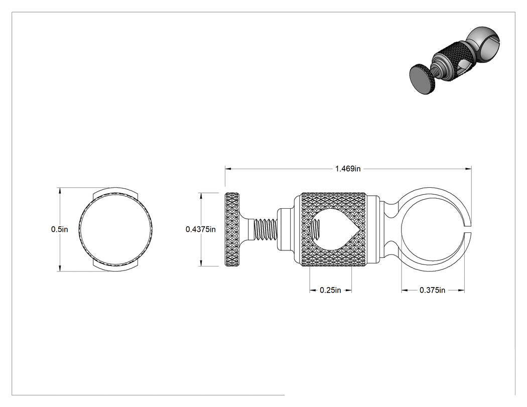 Teknik Çizim - Döner Komparatör Kelepçesi, Çelik, 1/4" Çap ve 3/8" Çap
