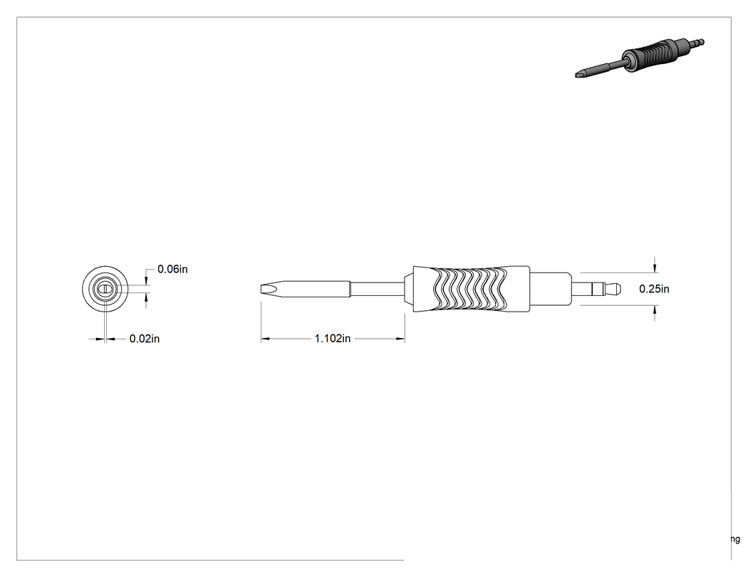 Teknik Çizim - Lehimleme İstasyonları için Weller Model Numarası Rtu 015 S MS Lehim Havyası Ucu