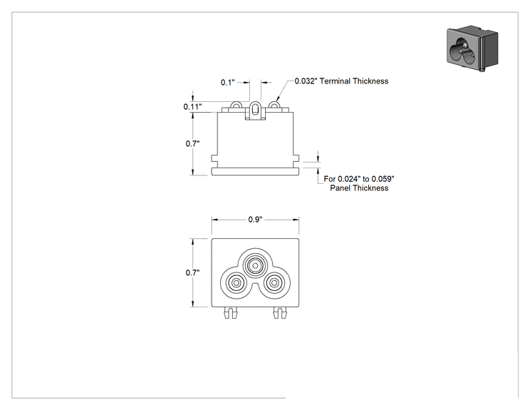 Teknik Çizim - IEC Konektör, Çıtçıtlı Erkek, Tırnaklı Terminal, C6