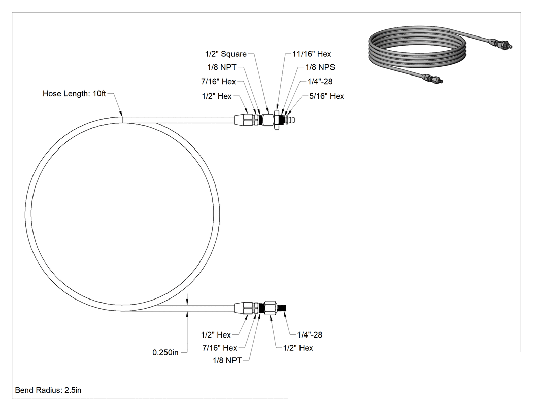 Teknik Çizim - Uzaktan Erişimli Gres Nipeli, 1/8 NPT Erkek