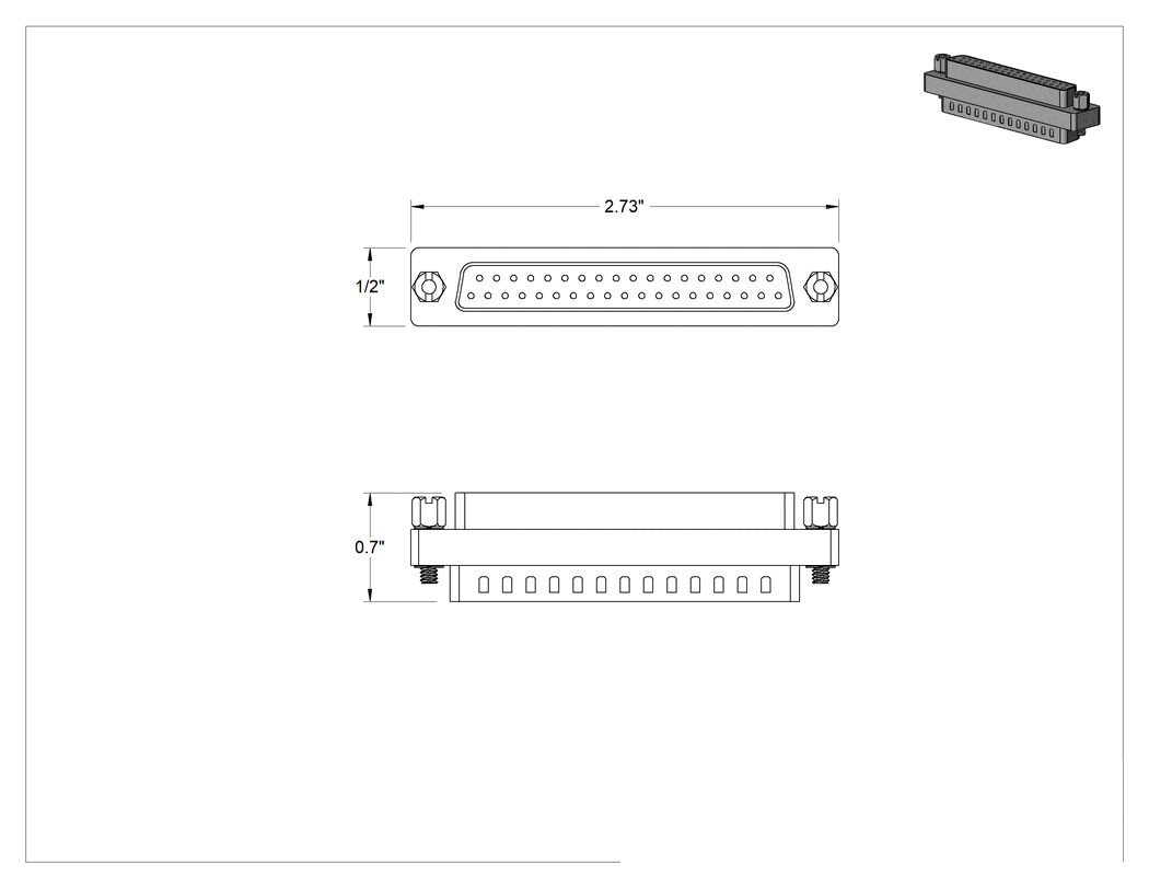 Teknik Çizim - DB37 Dişi x DB37 Erkek Adaptör