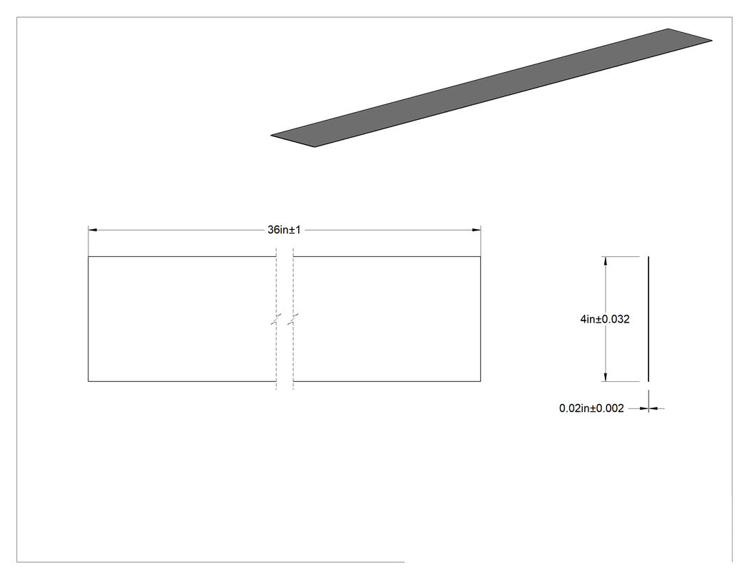Teknik Çizim - Delrin® Asetal Reçine Yapışkanlı Şerit, 4" x 36" x 0.02"