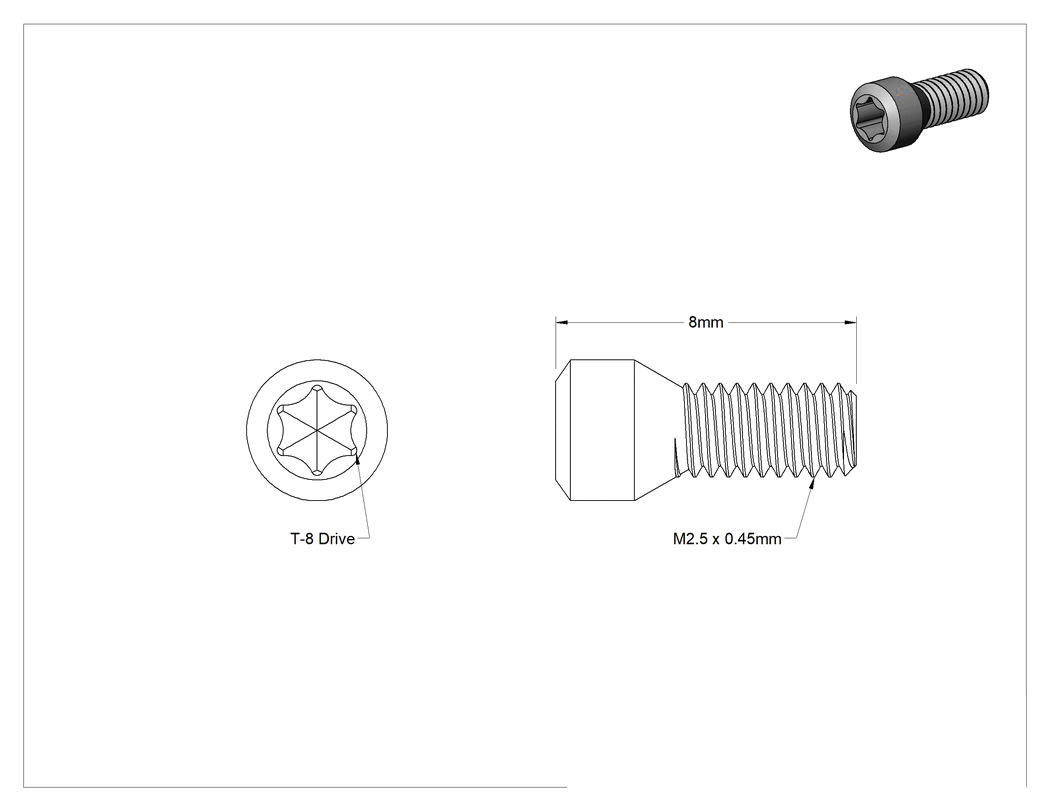 Teknik Çizim - 1/4" IC Çaplı Karbür Uç Tutucu için Torx Vida
