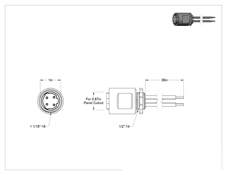 Teknik Çizim - M29 Güç Prizleri, Dişi Panel Montajı, İç Dişli Tel Uçları