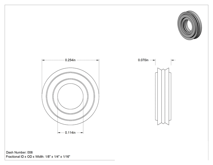 Teknik Çizim - Çift X-Profil Yağa Dayanıklı Buna-N O-Ring, 1/16 Kesirli Genişlik, Dash Numarası 006