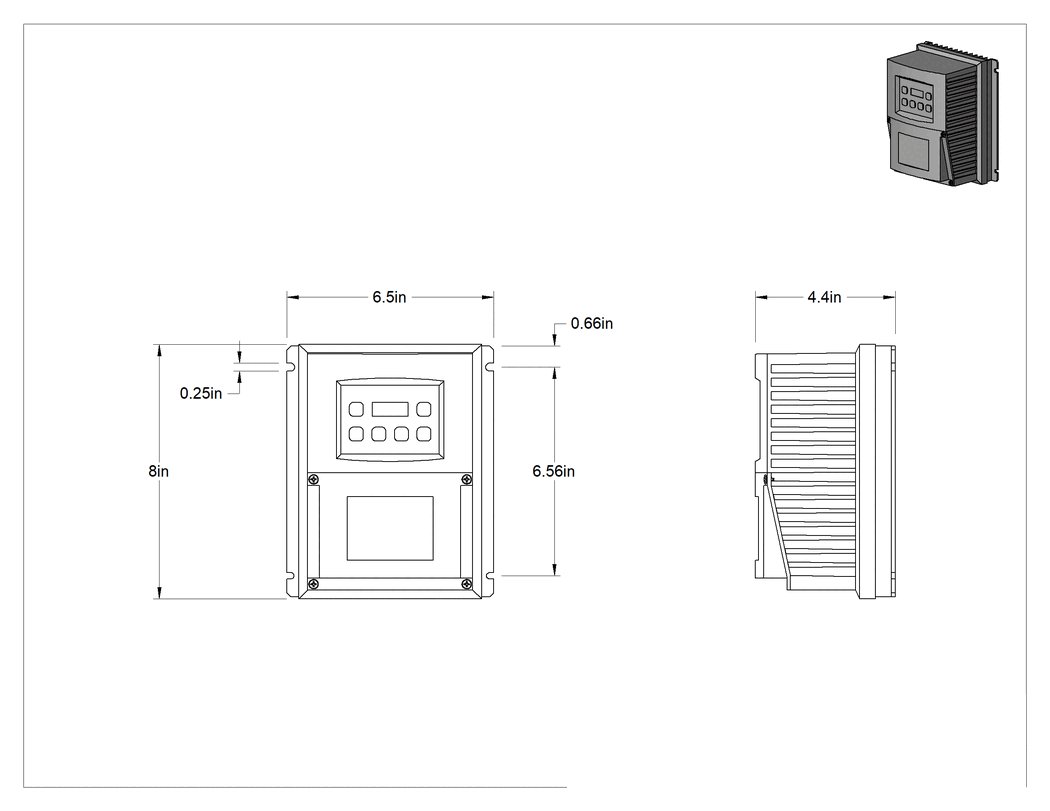 Teknik Çizim - Programlanabilir 3 Fazlı AC Motor Hız Kontrolü, Yıkama, 200V-240V AC Giriş, 1 hp