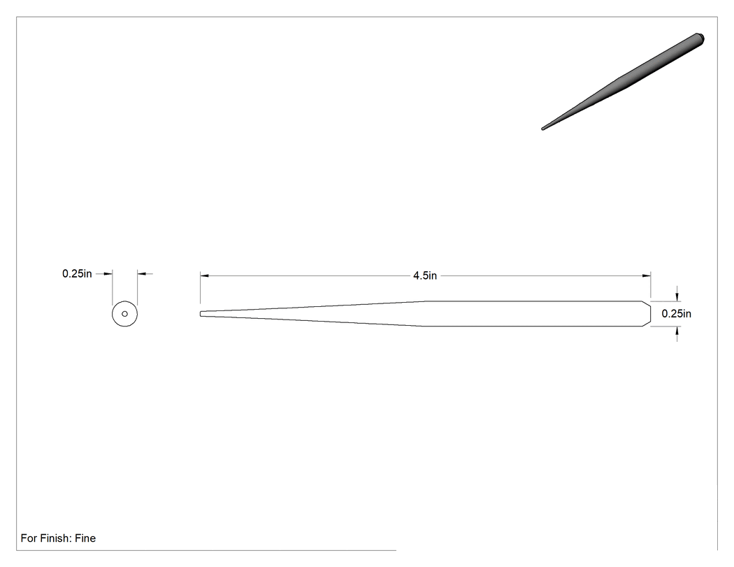 Teknik Çizim - Havalı Törpü için 1/4" Şaft Çaplı Yuvarlak Törpü