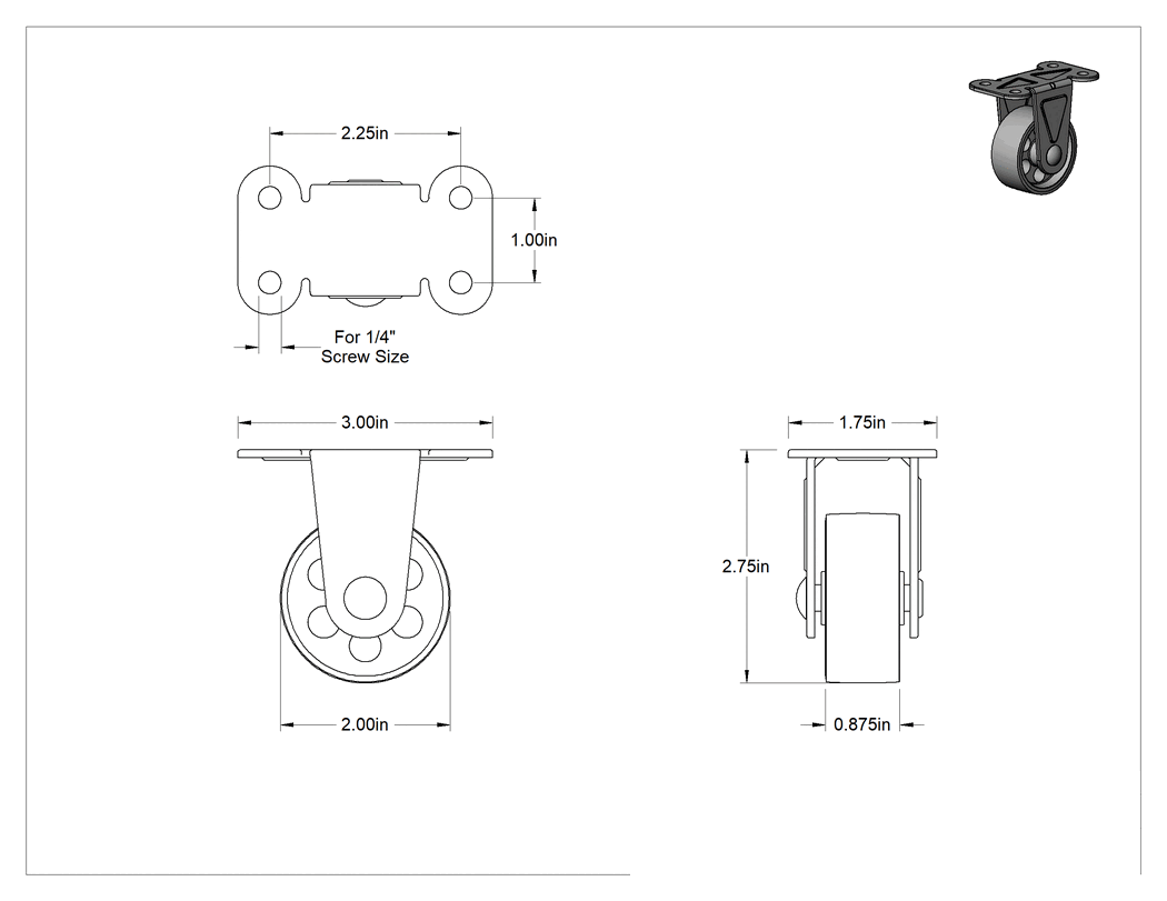 Teknik Çizim - Metal Tekerlekli Mighty-Lite Tekerler, 2" Çapında Demir Tekerlekli Sert