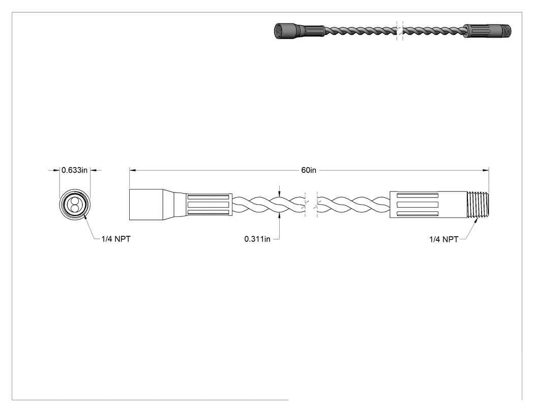 Teknik Çizim - 60" Uzunlukta Esnek Uzatma Çubuğu, Dişli Şaftlı Tüp Fırçası için 5/16" Çap