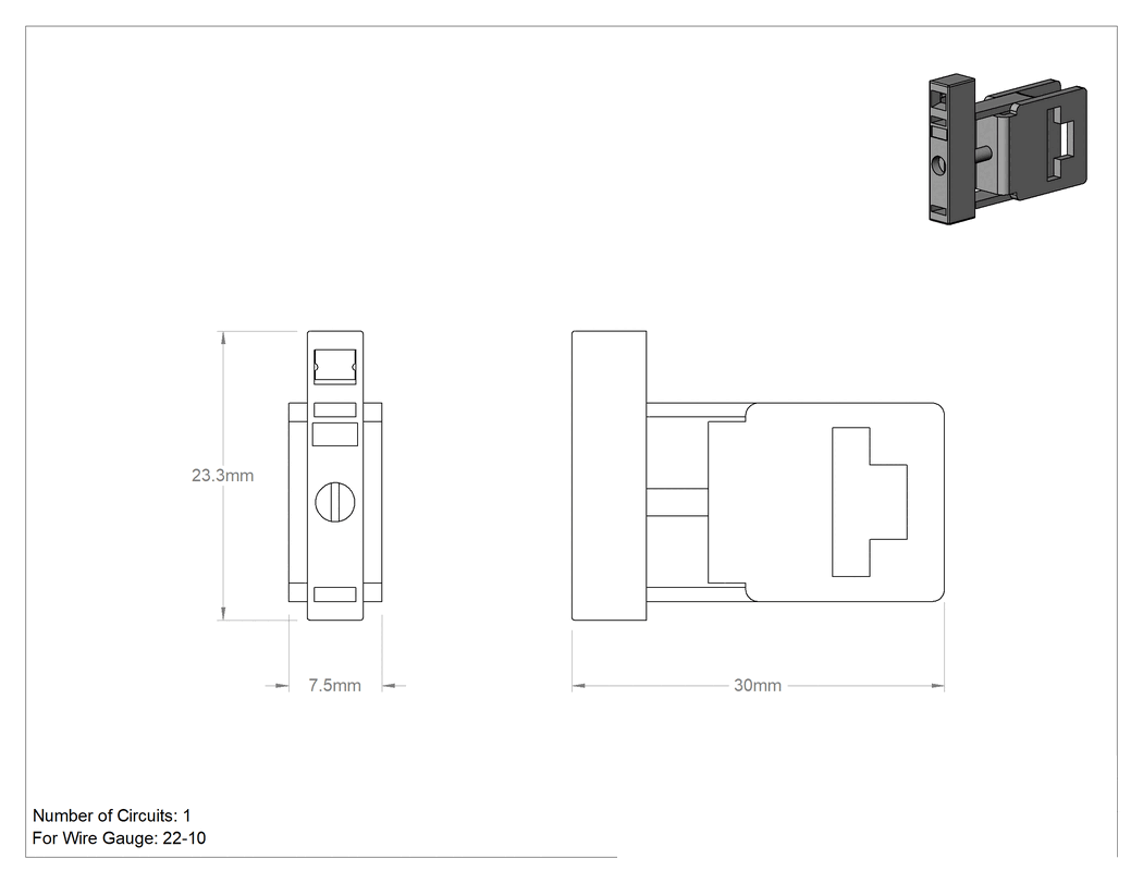 Teknik Çizim - 22-10 AWG için Klemensler ve Modüler Dağıtım Çubuğu