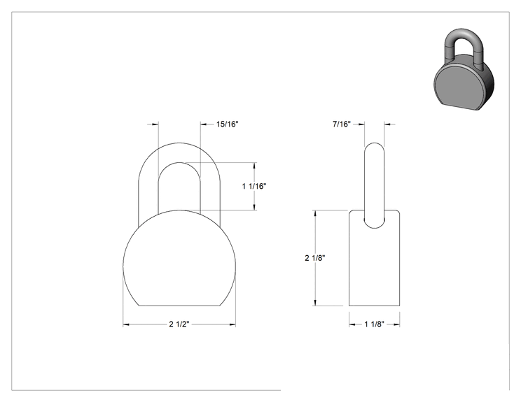 Teknik Çizim - Katı Krom Kaplı Çelik Gövde Asma Kilidi, American Lock 700, Darbeye Dayanıklı, #26868 ile Aynı Anahtarlı