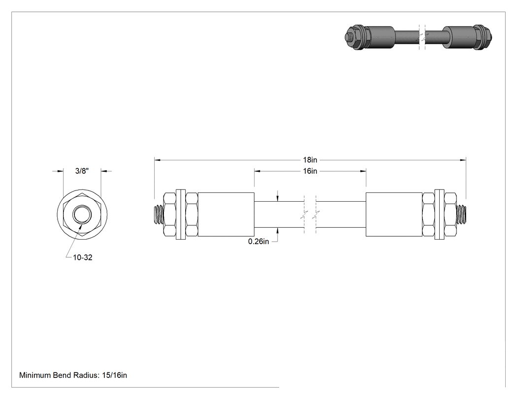 Teknik Çizim - Kanallar için Bükülüp Sabit Kalan Isıtıcılar, Fırınlar ve Kurutucular, 120V AC, 0.26" Çap, 250W