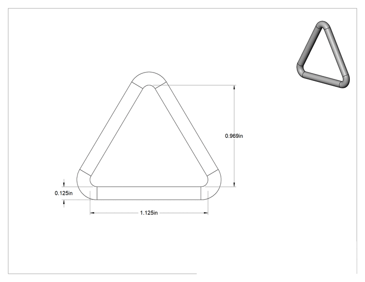 Teknik Çizim - Üçgen Halka, 304 Paslanmaz Çelik, 1/8" Kalınlık