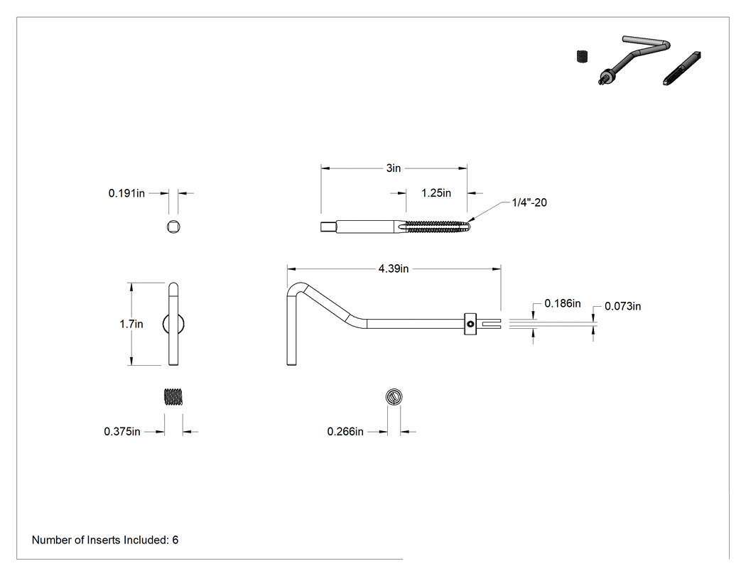 Teknik Çizim - Dişli Helisel Dişli Ek, Montaj Aletli, 18-8 Paslanmaz Çelik, 1/4"-20 Sol Dişli