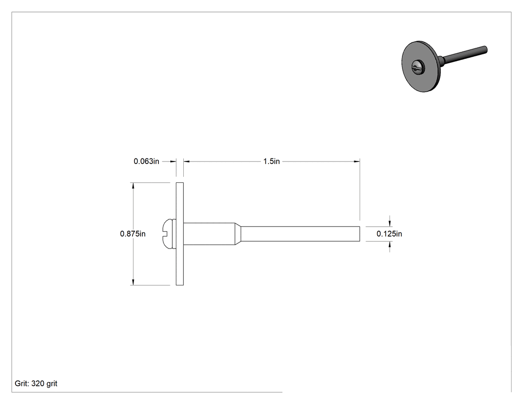 Teknik Çizim - Çok Amaçlı Taşlama Ucu, 7/8" Çap x 5/64" Uzunlukta Başlık