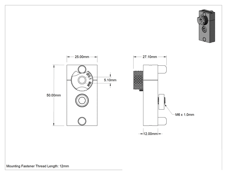 Teknik Çizim - T-Yivli Çerçeve, 1 Delik Açma Jig, 25 mm Yüksekliğinde Tek Raylar için